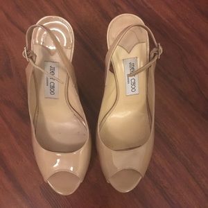 Authentic jimmy Choo platform sandals 9/ tan&gold